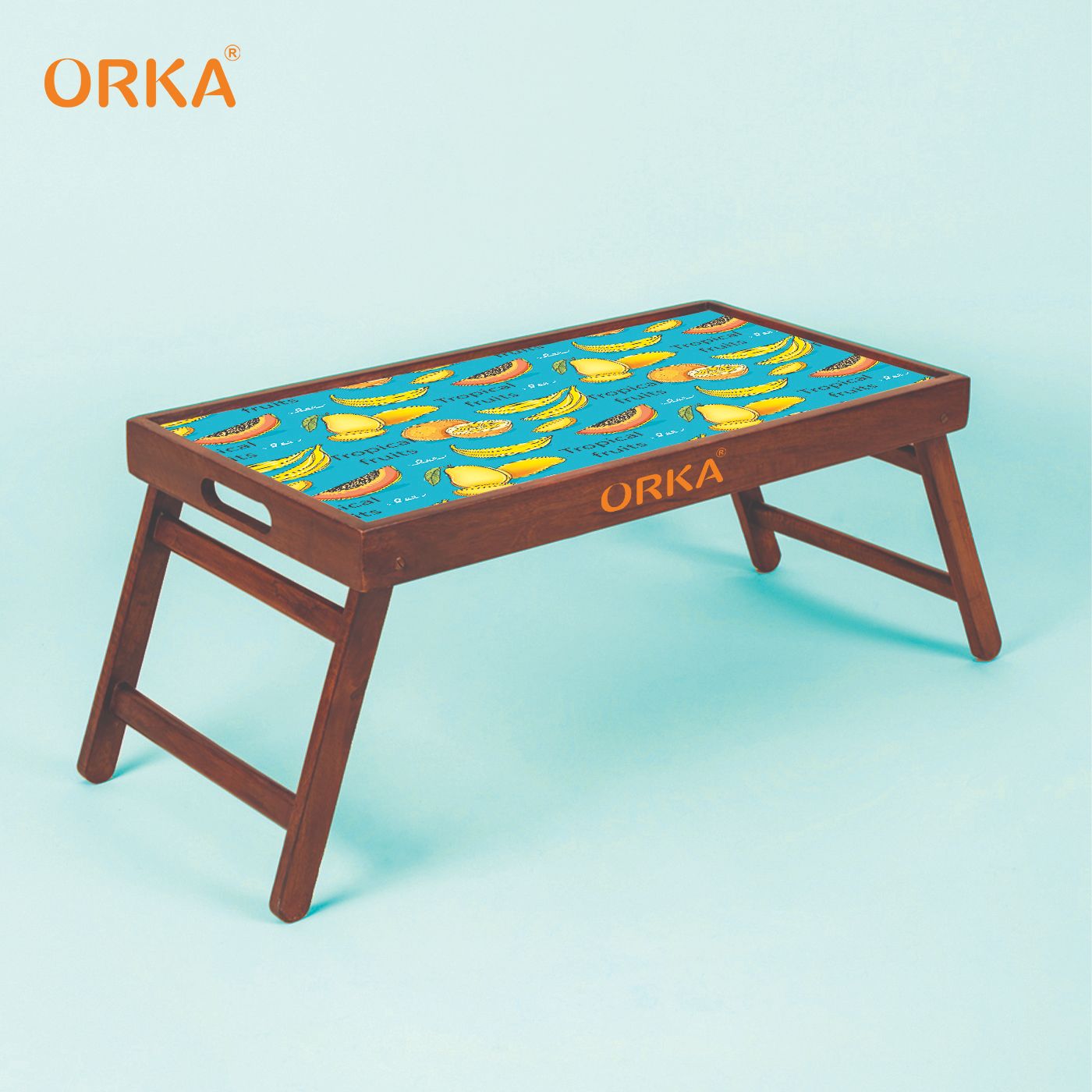 ORKA Tropical Fruits Foldable Pine Wood Breakfast Table (Multicolor)  