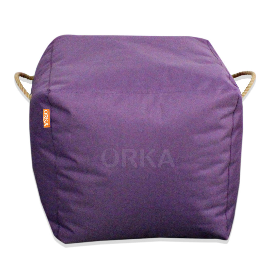 ORKA Denier Fabric 18 X 18 Inch Premium Pouf With Beans - Purple  