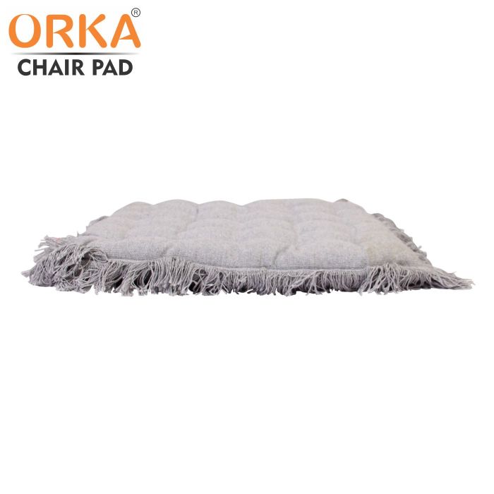 ORKA Cotton Fabric Chair Pad Seat Cushion Back Support Cushion With Tie, Grey (16 X 16 Inch)  