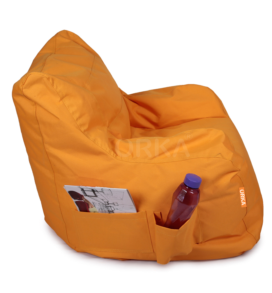 Orka Classic Yellow Bean Bag Arm Chair  