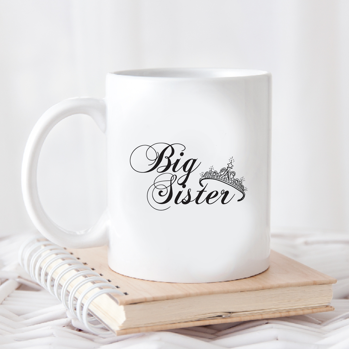 Orka Digital Printed Big Sister Rakhi Ceramic Coffee Mug White And Black  