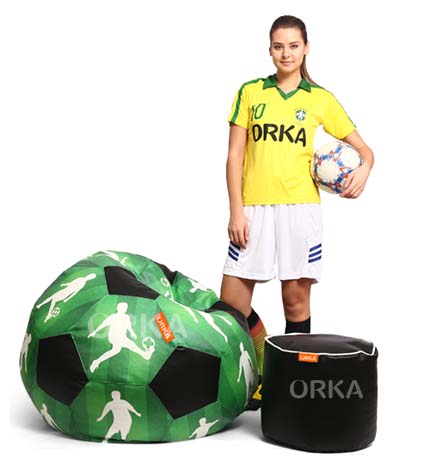  ORKA Digital Printed Sports Bean Bag Green Player Football Theme  