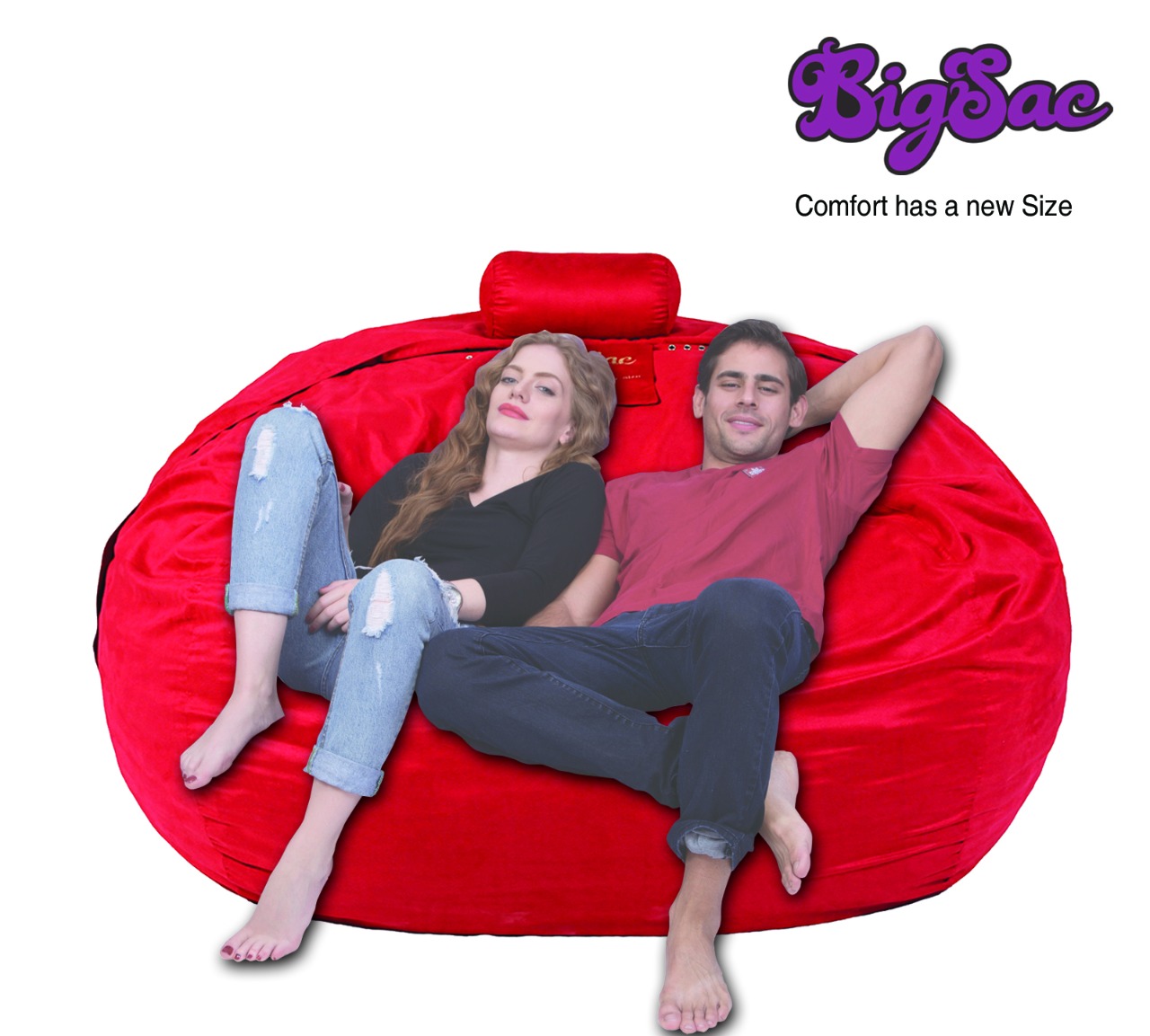 Big Sac 3.5 Feet Love Sac Premium Suede Fabric Filled Red Color - 5 Years Warranty        