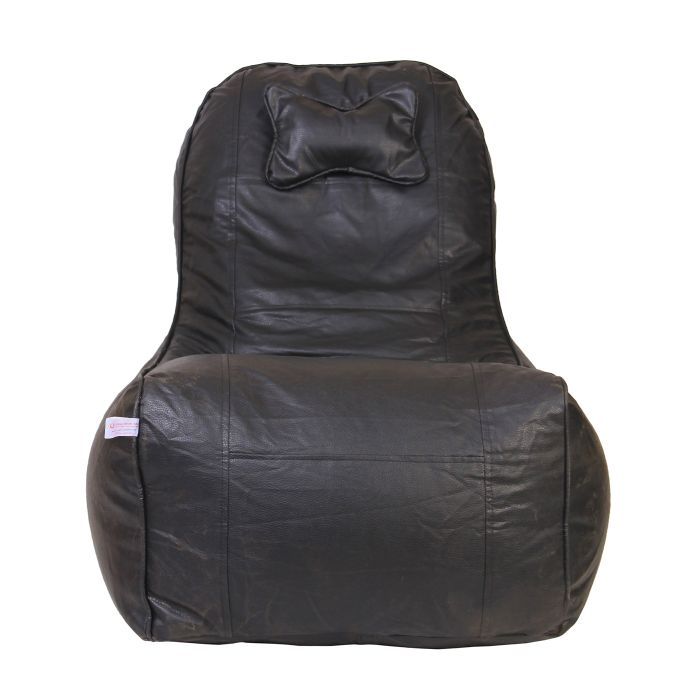 ORKA Classic Artificial Leather Standard Video Rocker Bean Bag Black  