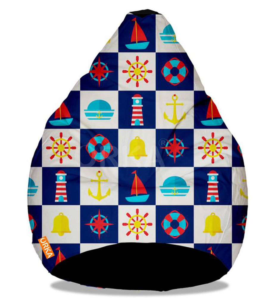 Orka Digital Printed Blue White Bean Bag Sailor Theme  