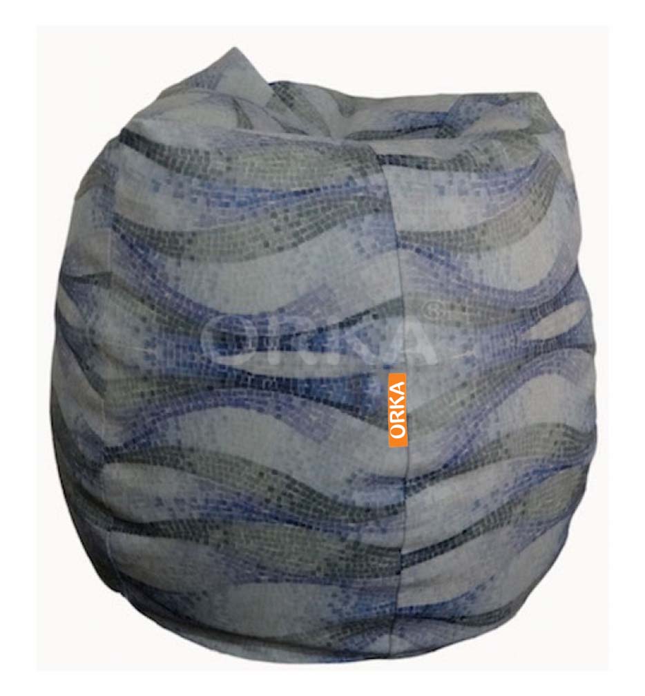 Orka Digital Printed Blue Bean Bag Mosaic Waves Theme  