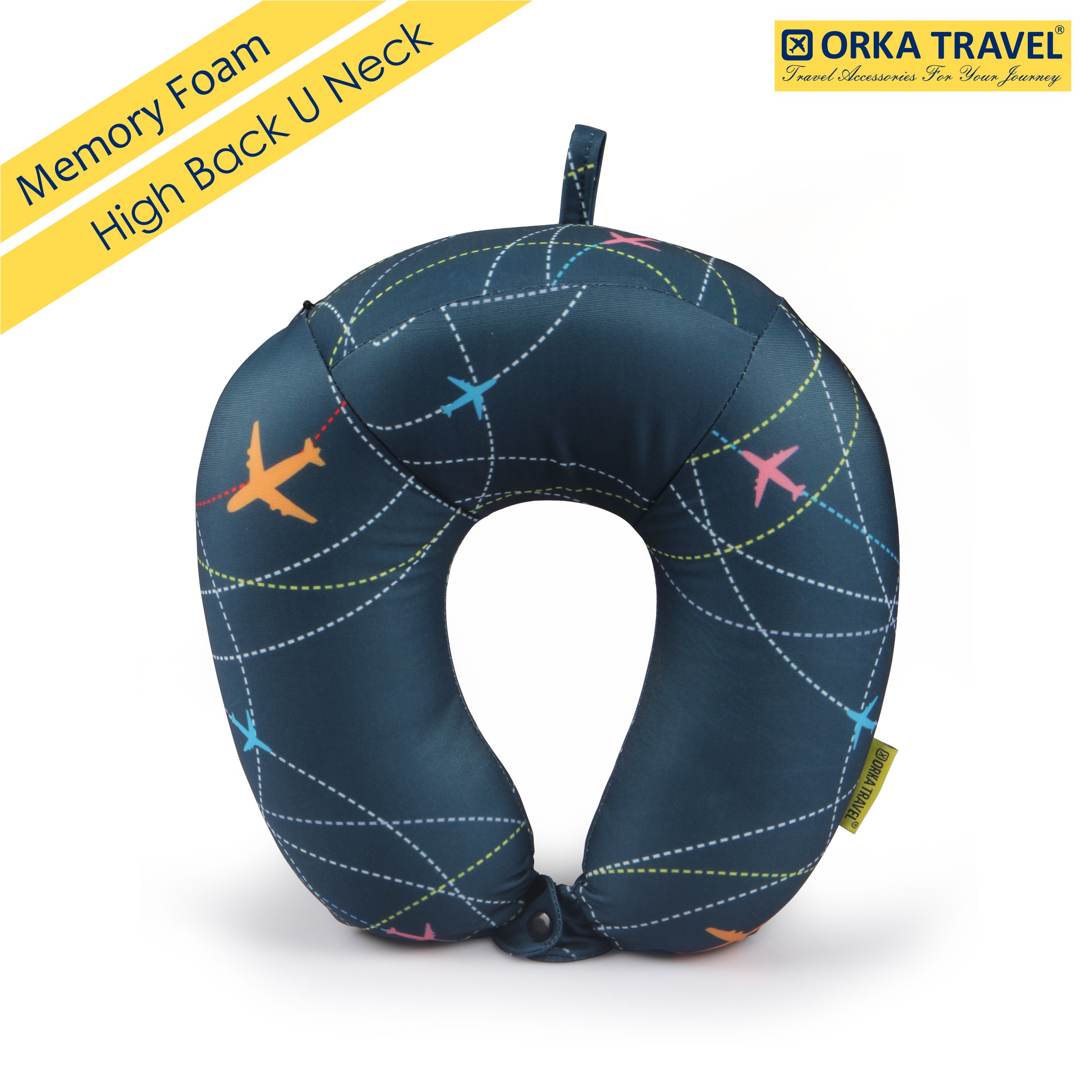 Orka Travel U Neck Memory Foam High Back Spandex DP Planes  
