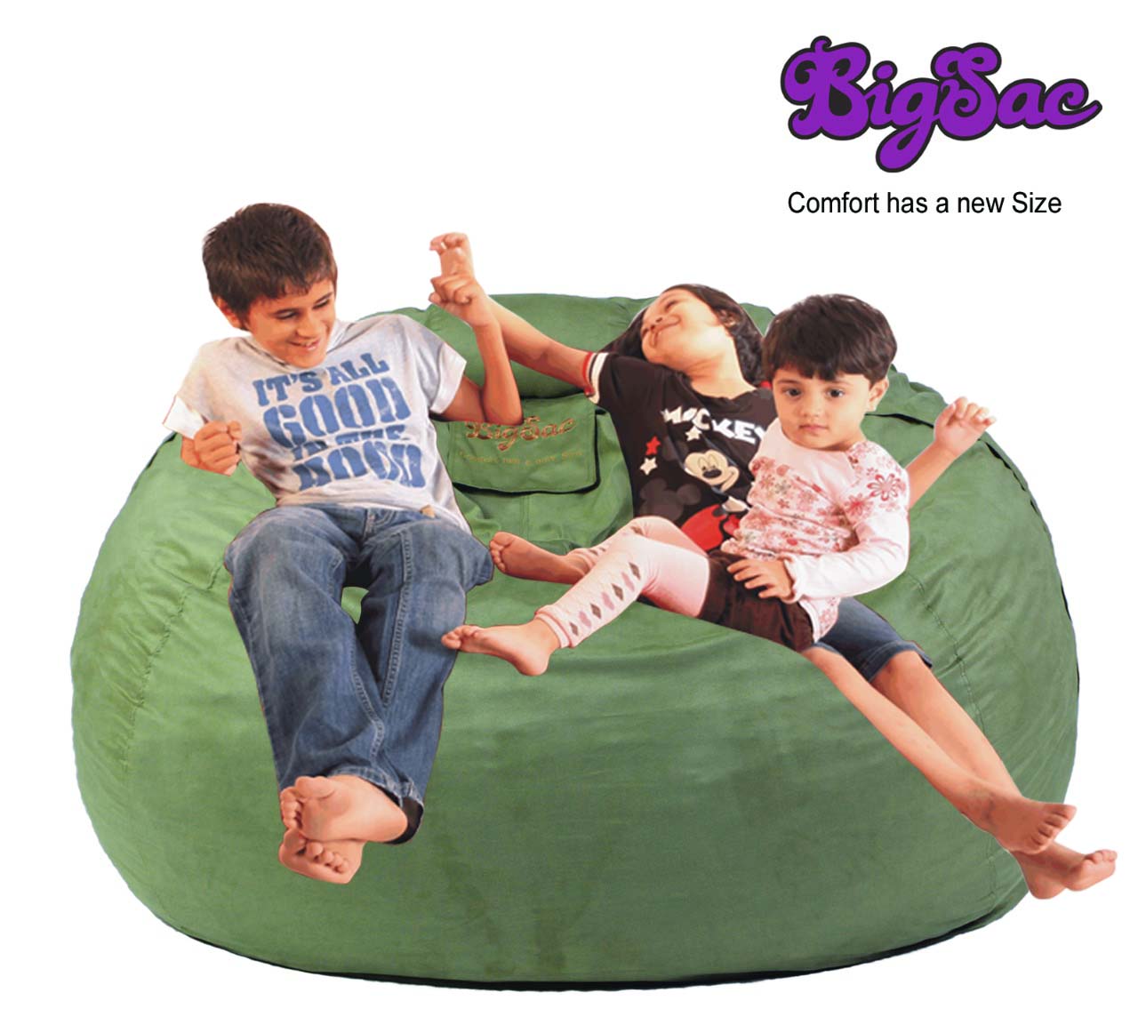Big Sac 2 Feet Kiddie Sac Premium Suede Fabric Filled Light Green Color - 5 Years Warranty  
