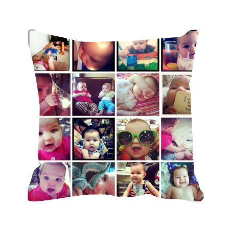 ORKA Digital Printed Personalized Canvas Filled With Polyfill Square Cushion 14 X 14 Inch (Baby Photos)  
