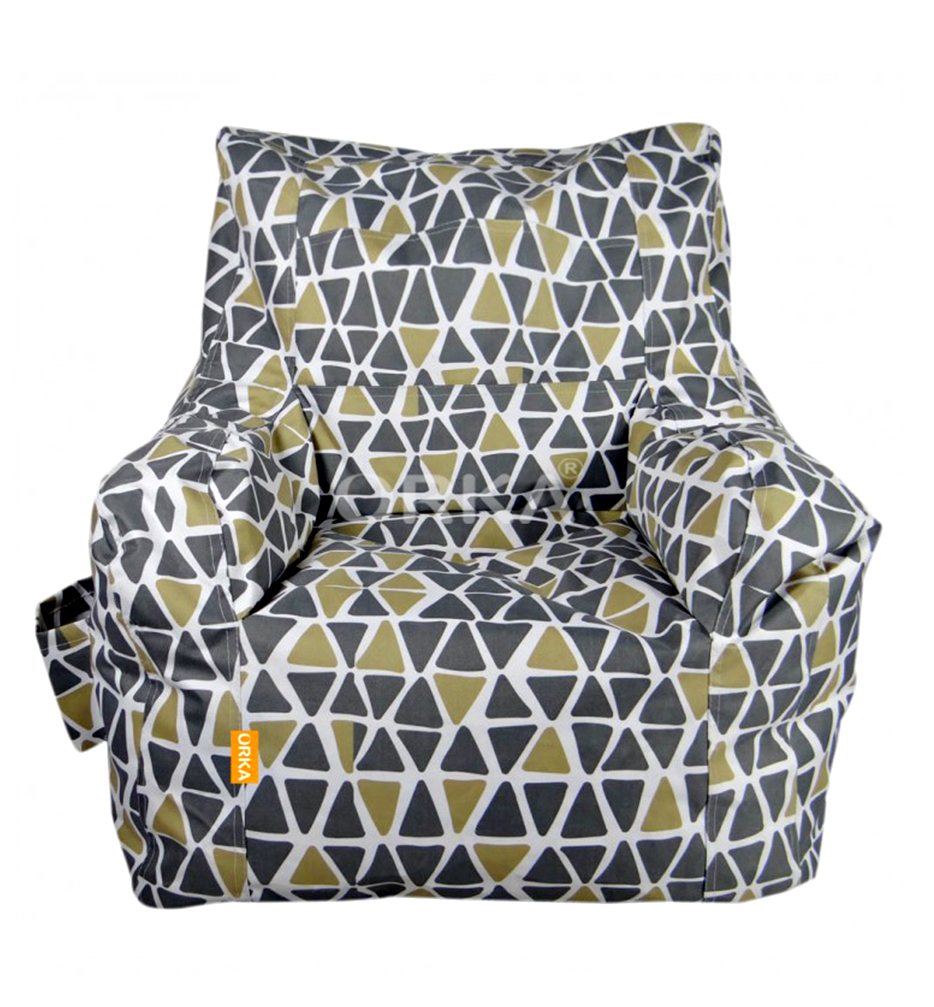 Orka Digital Printed Bean Bag Arm Chair Triangle Pattern Design Theme  