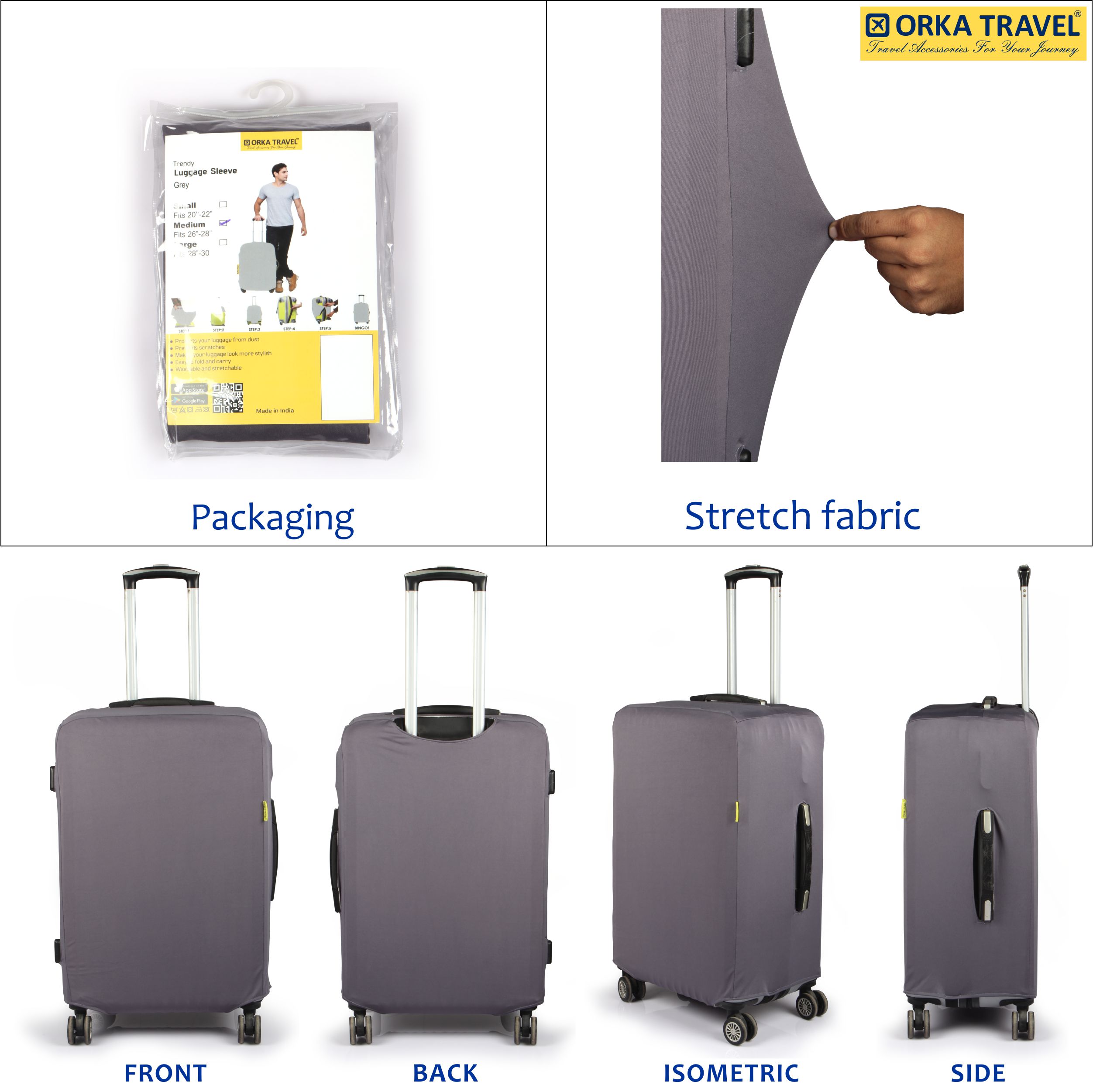 Orka Travel Luggage Cover Grey