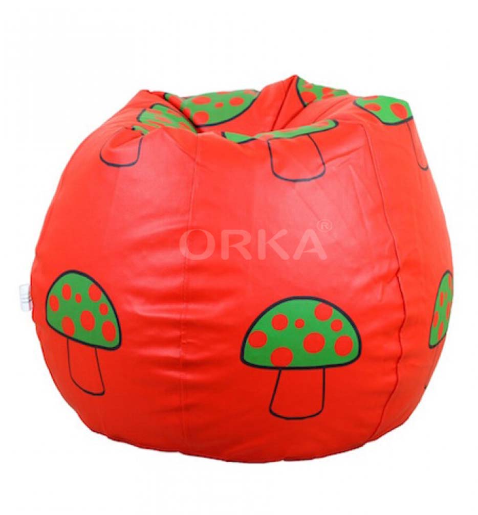 Orka Digital Printed Red Bean Bag Mushroom Theme  